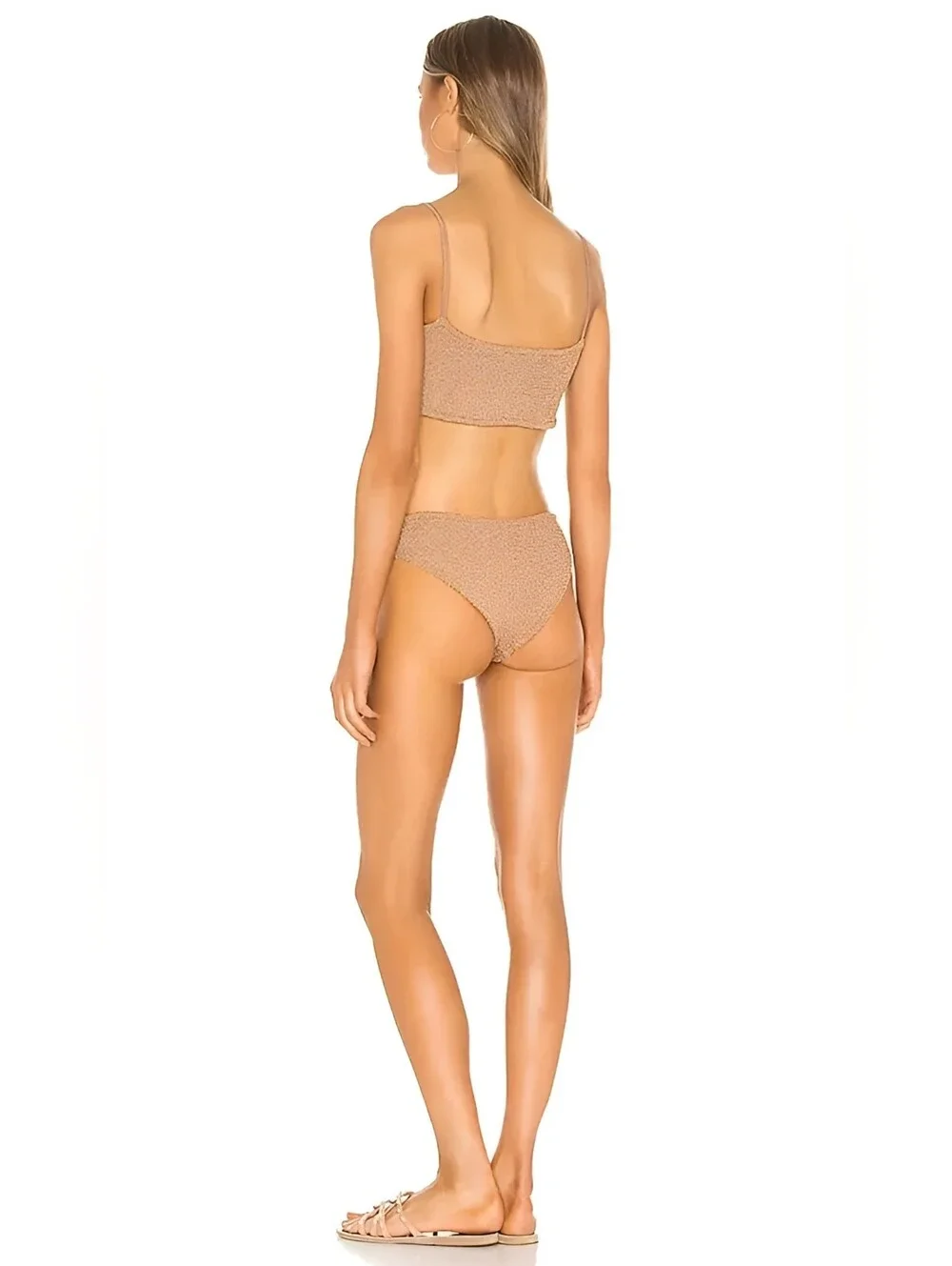 Hunza G Gigi Bikini Set - Metallic Cocoa one size NWT